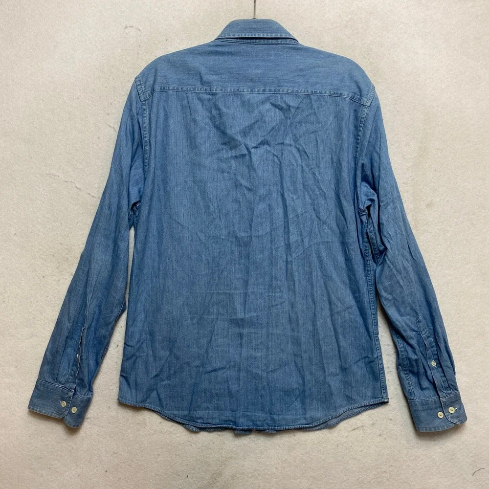Banana Republic Shirt Mens M Blue Long Sleeve Slim Fit Denim Chambray Button Up